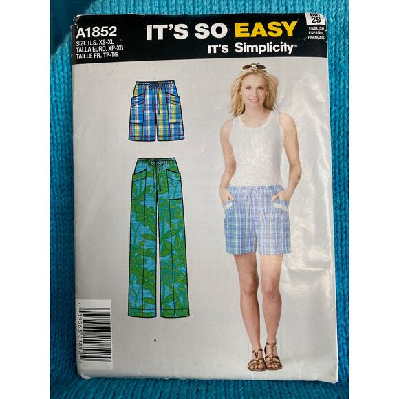 Simplicity Sewing pattern 1852 pants shorts patch pockets size xs-xl - Picture 1 of 6